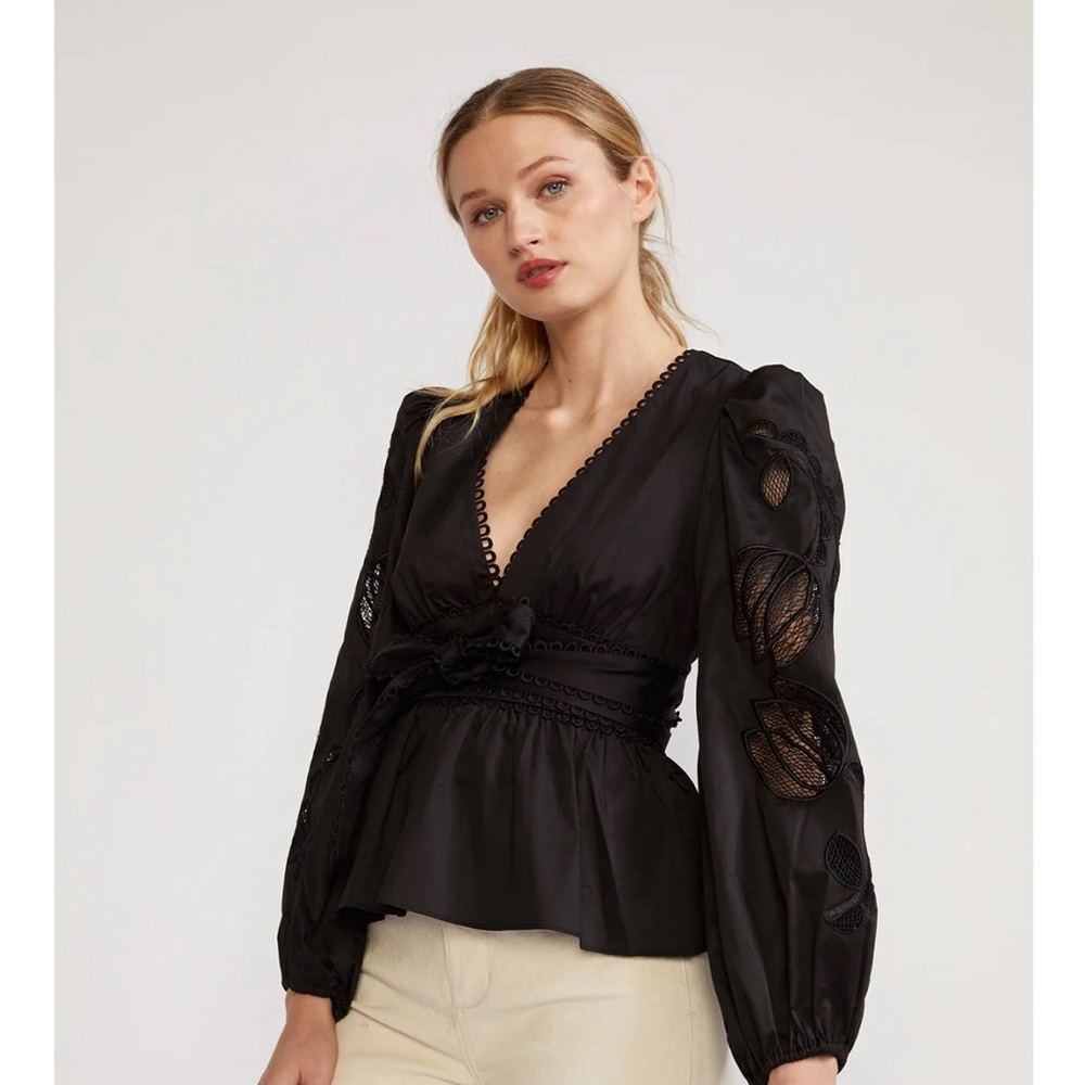 CYNTHIA ROWLEY TULIP EMBROIDERED BLOUSE
